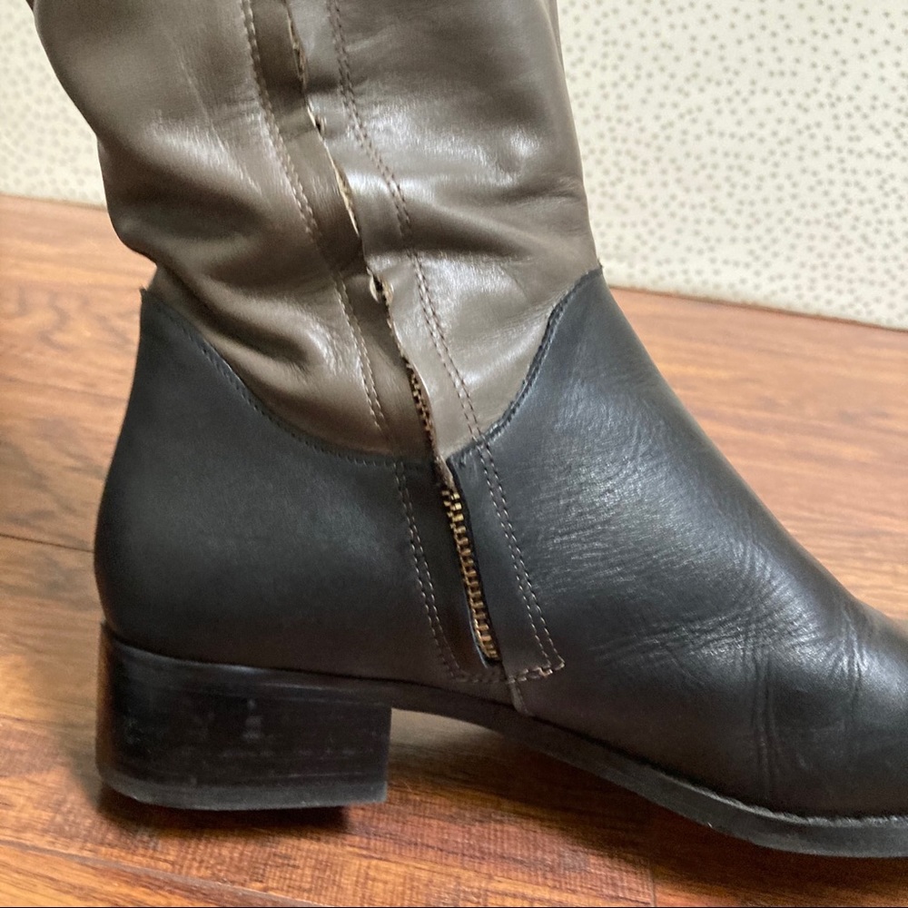 Boden Black and Gray Riding Boots with Zipper - Picture 6 of 9